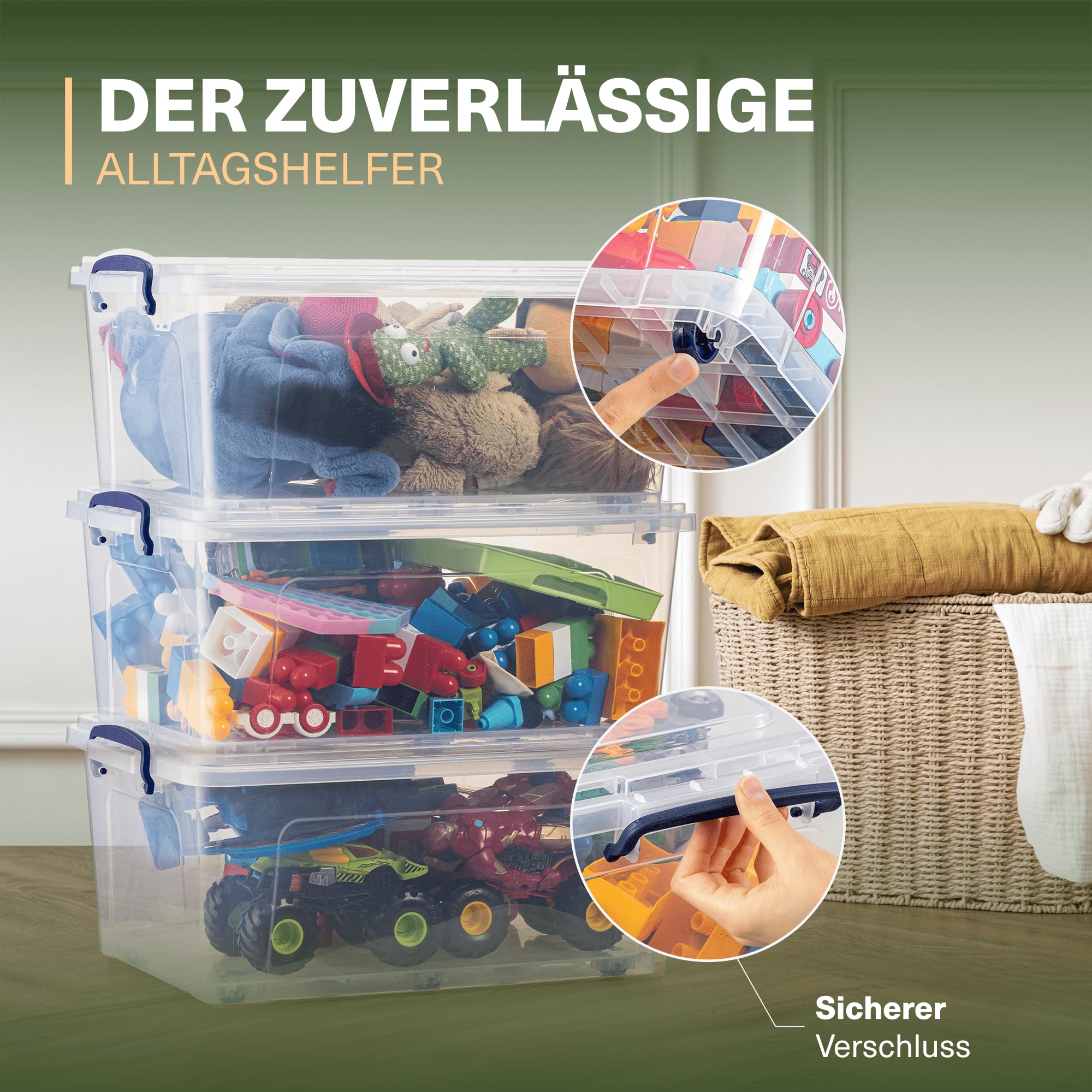 Viwares 30 Liter Aufbewahrungsbox mit Deckel & Rollen CLEAR BOX