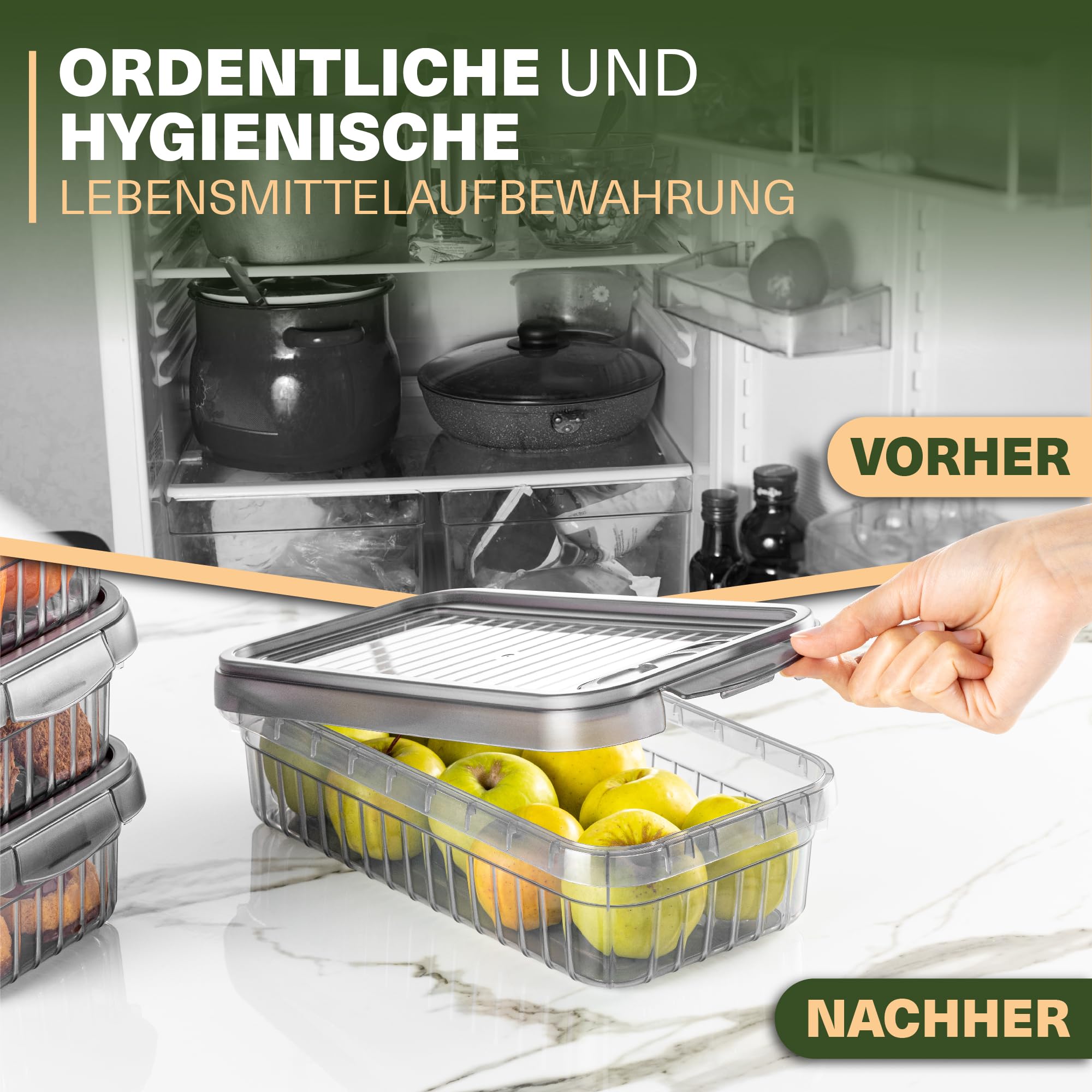 Viwares Frischhaltedosen 3er Set, 2L LEON SERIES