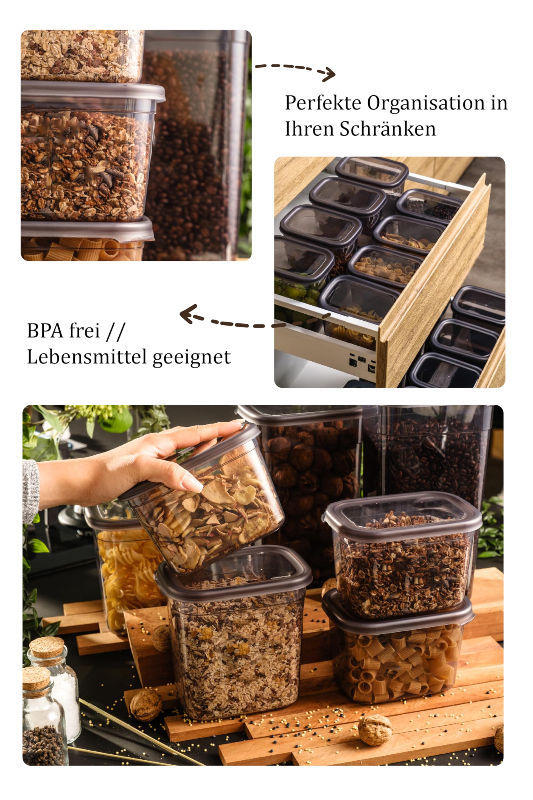 Viwares Praktisches Vorratsdosen-Set 12er 0,8 L PEGGY