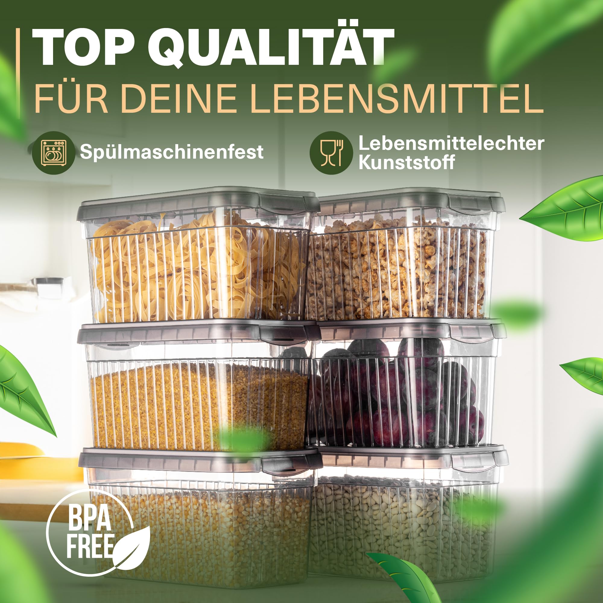 Viwares Frischhaltedosen 3er Set, 4L LEON SERIES