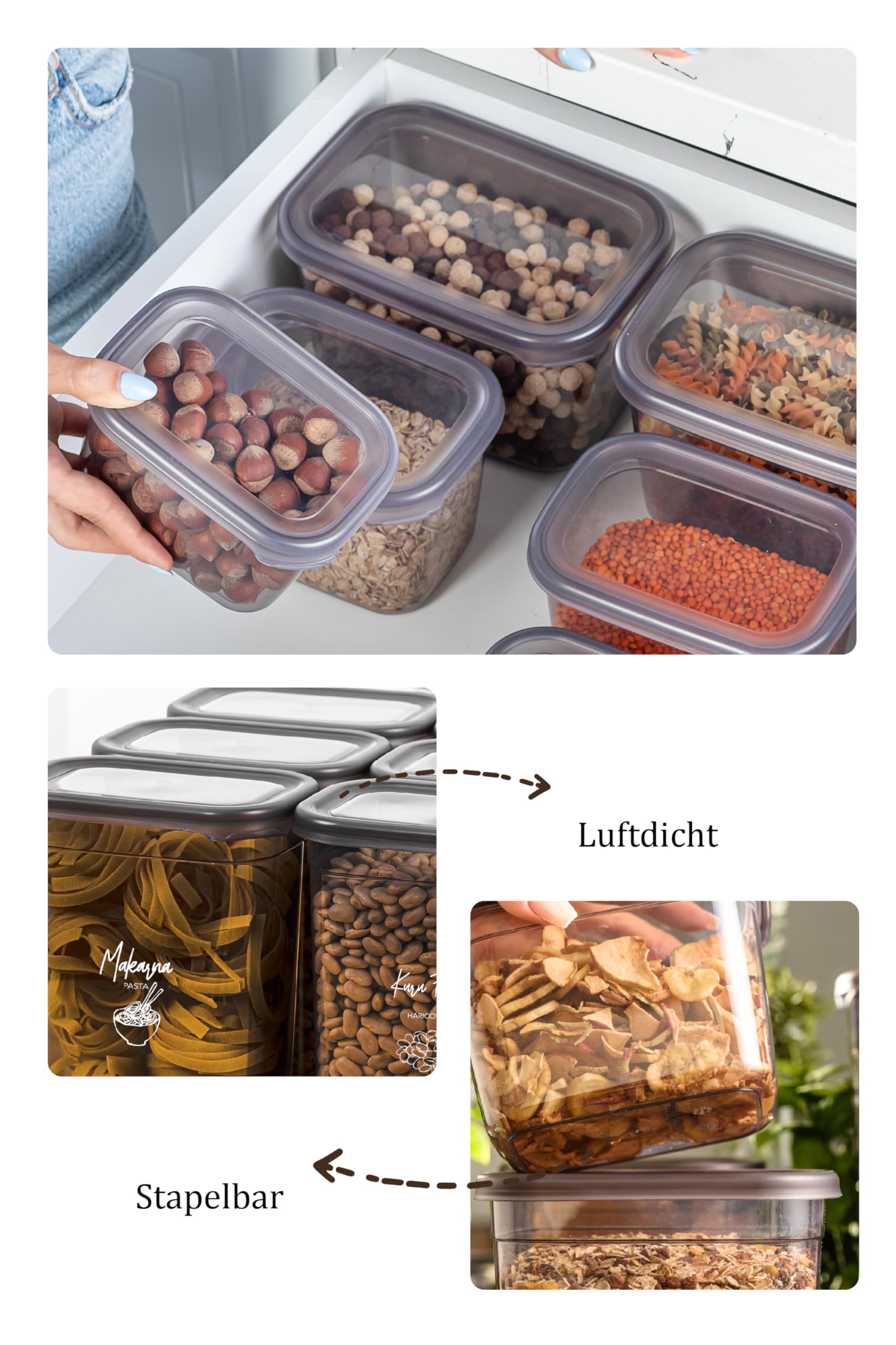 Viwares Praktisches Vorratsdosen-Set 12er 0,8 L PEGGY