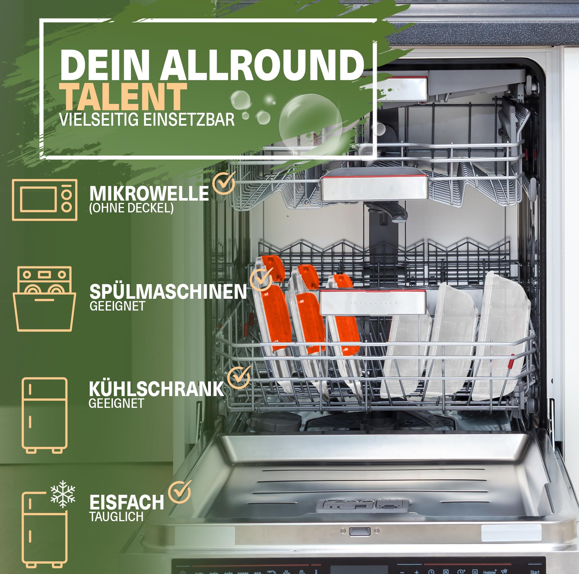 Viwares Frischhaltedosen-Set 5-teilig mit Lock&fresh Technologie für Frische und Hygiene Orange