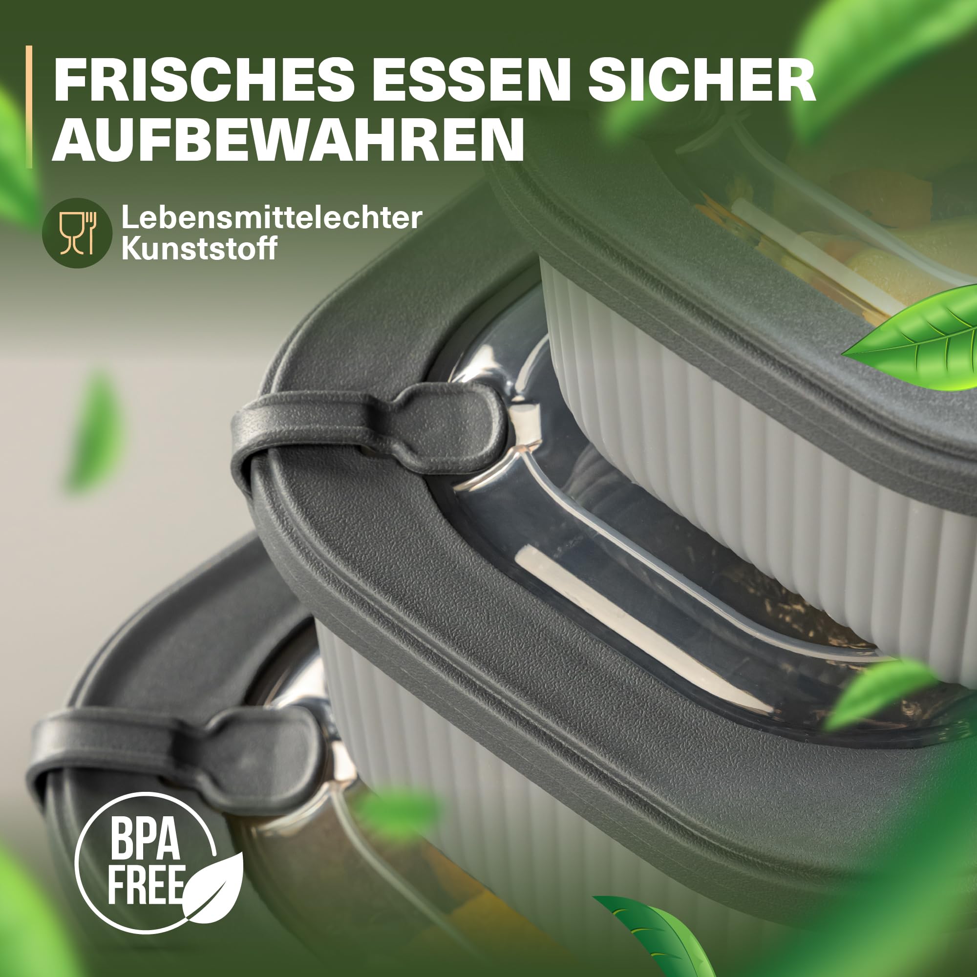 Viwares Frischhaltedosen im 6er Set mit transparentem Ventildeckel LINE - Grau