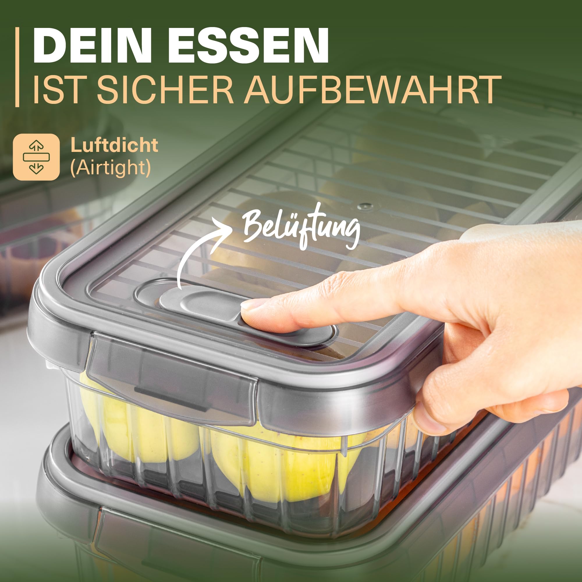 Viwares Frischhaltedosen 3er Set, 2L LEON SERIES