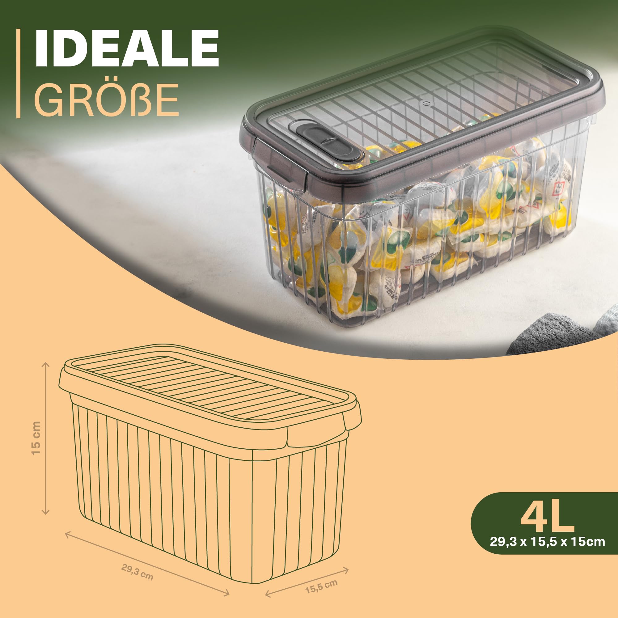 Viwares Frischhaltedosen 3er Set, 4L LEON SERIES