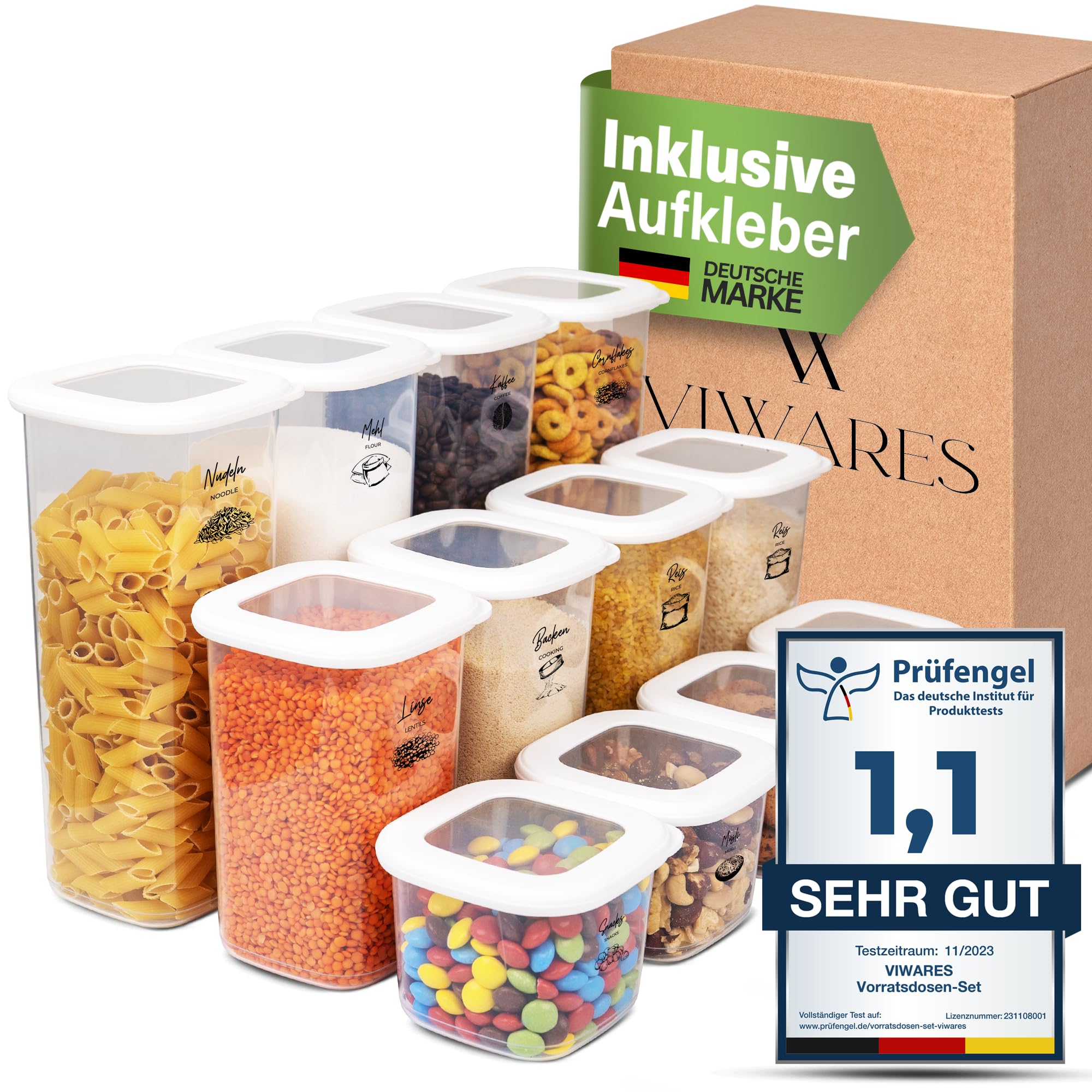 Viwares Praktisches Vorratsdosen-Set Mix 12er FOLY - Weiß