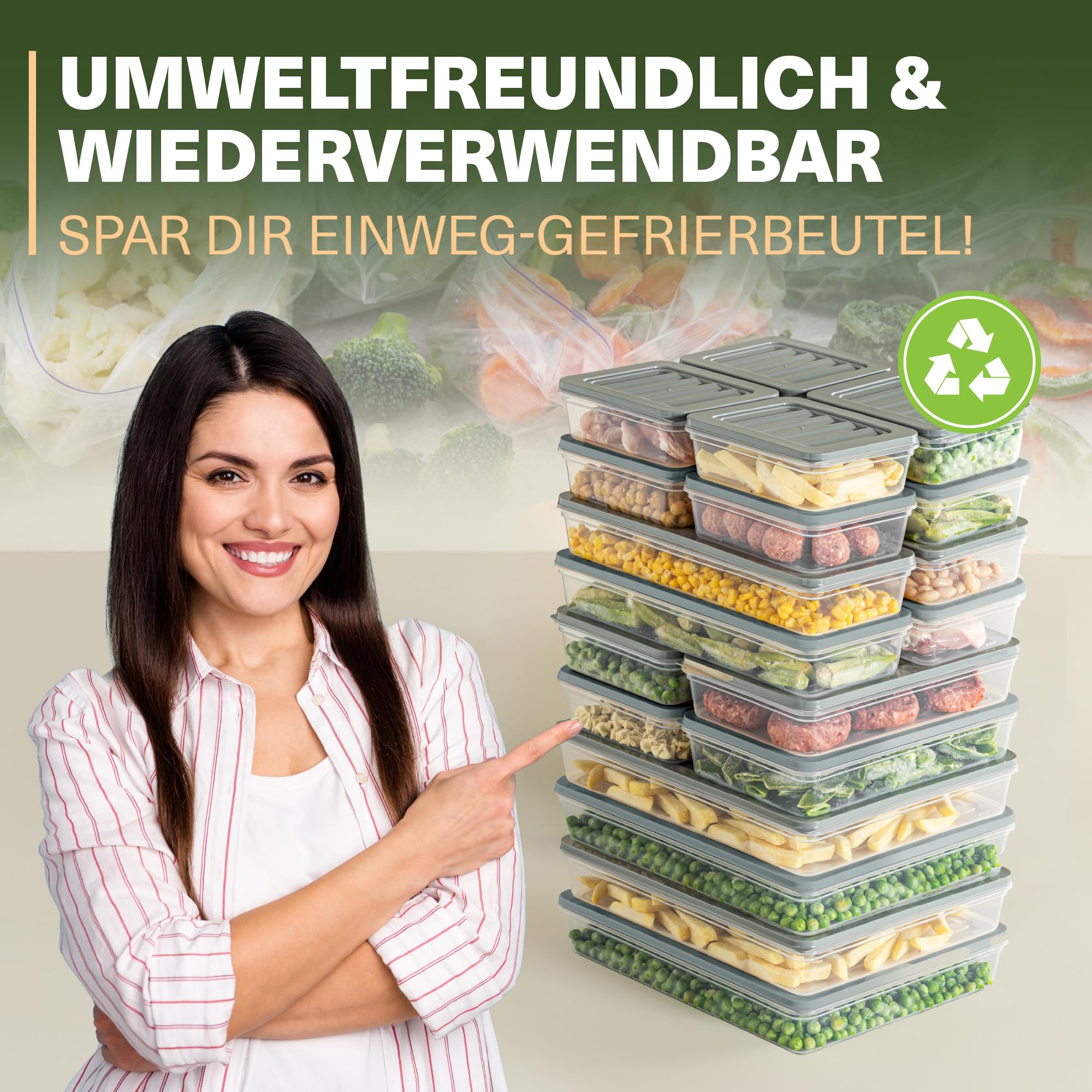 Viwares Stapelbare Frischhaltedosen 20er Set FRESH BOX - Grau