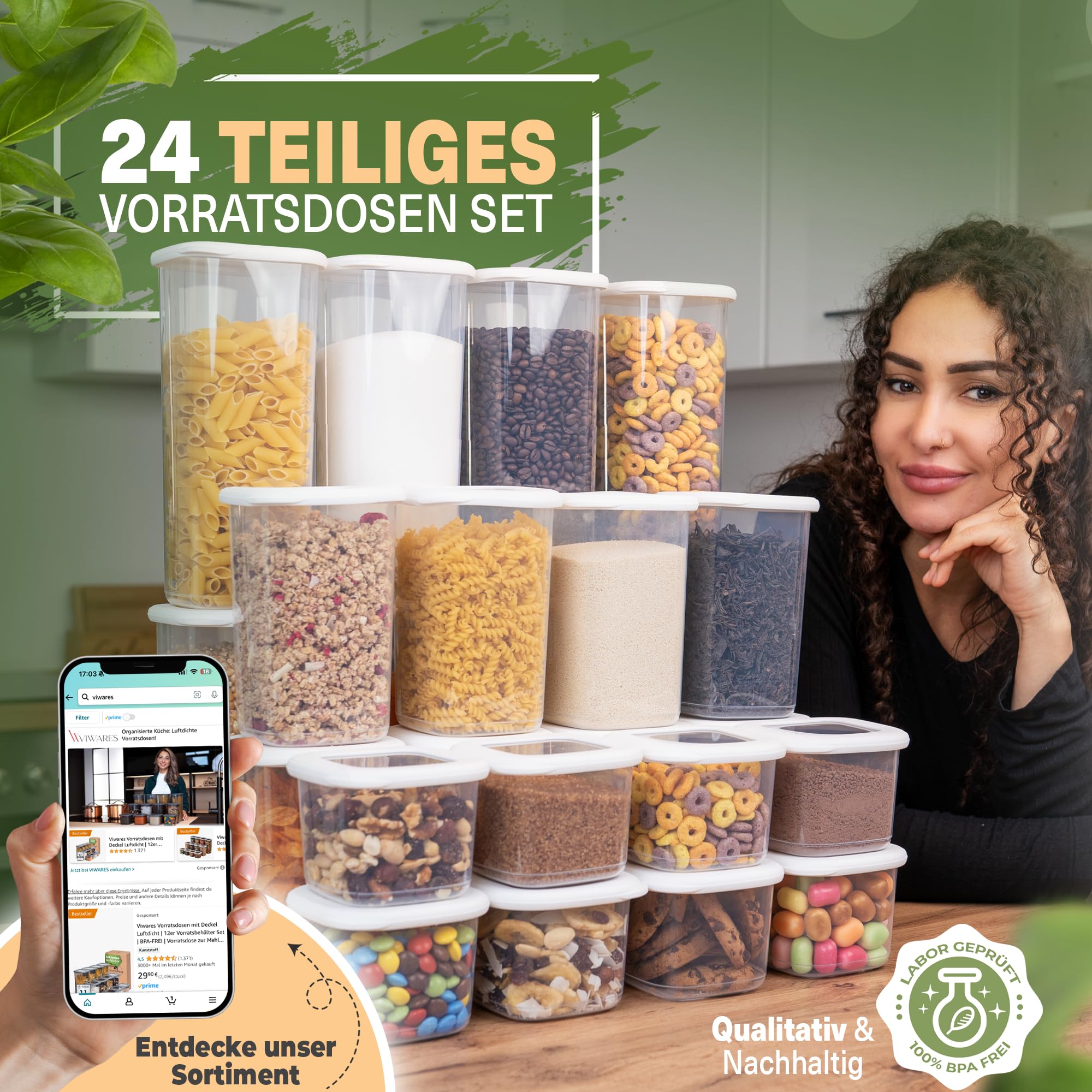 Viwares Praktisches Vorratsdosen-Set Mix 24er FOLY - Weiß