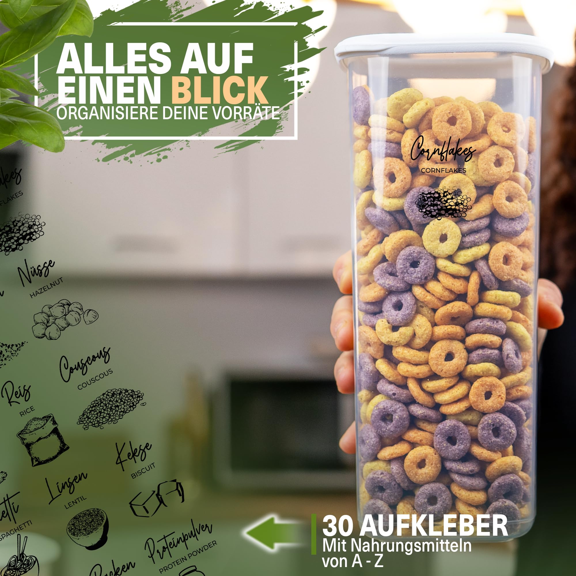 Viwares Praktisches Vorratsdosen-Set 12er 1,75L FOLY - Weiß