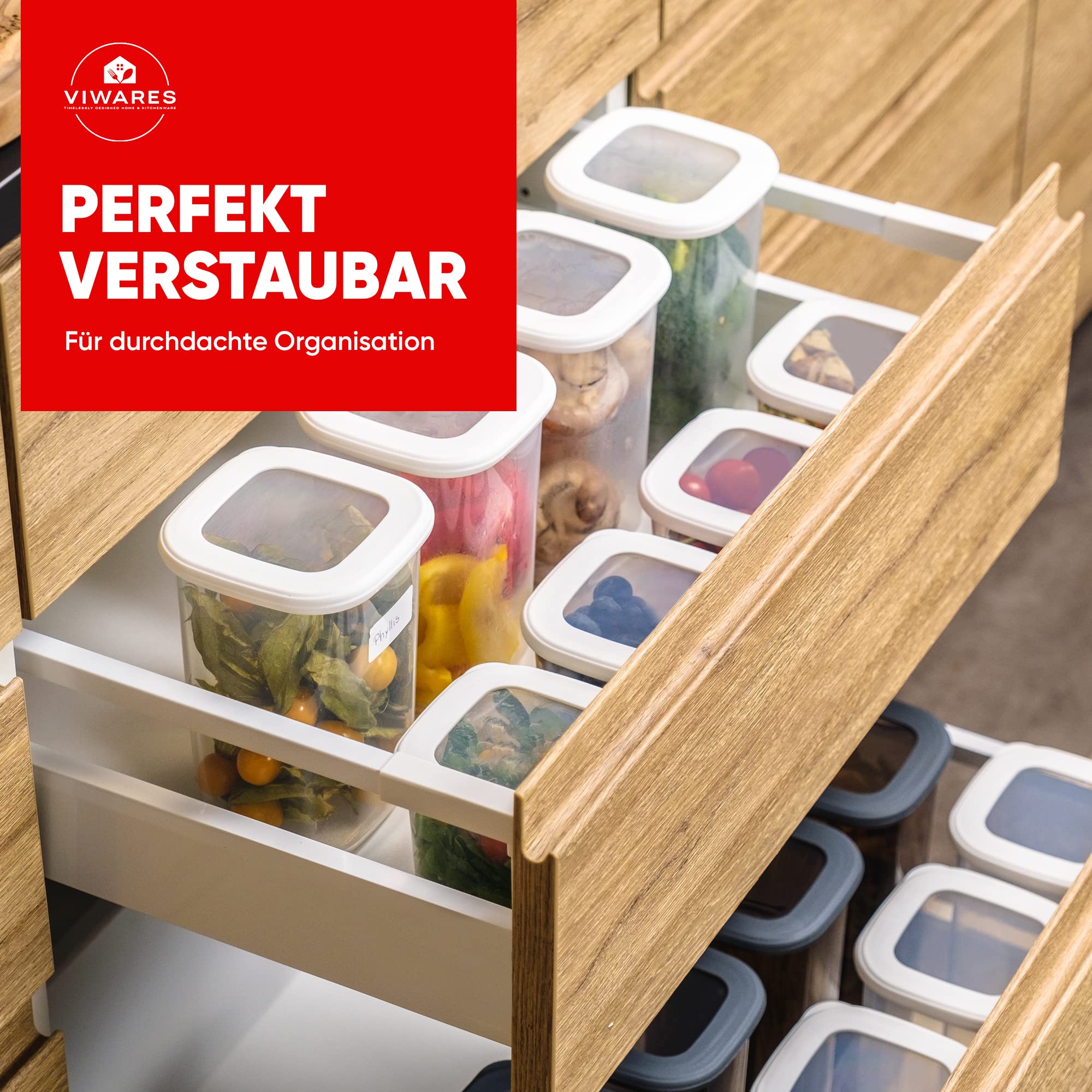 Viwares Praktisches Vorratsdosen-Set 6er 1,75L FOLY - Weiß