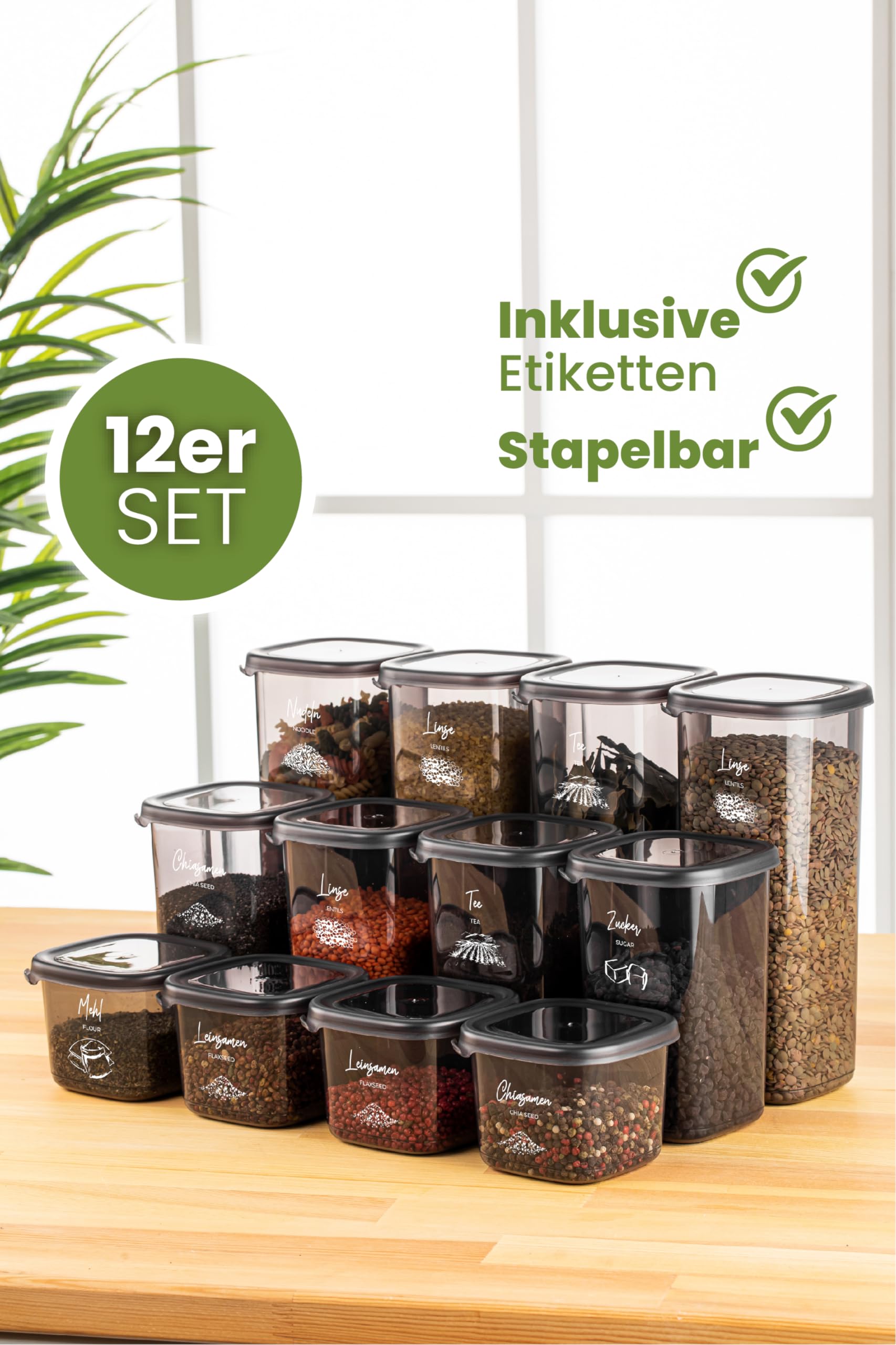 Viwares Praktisches Vorratsdosen-Set Mix 12er PEGGY