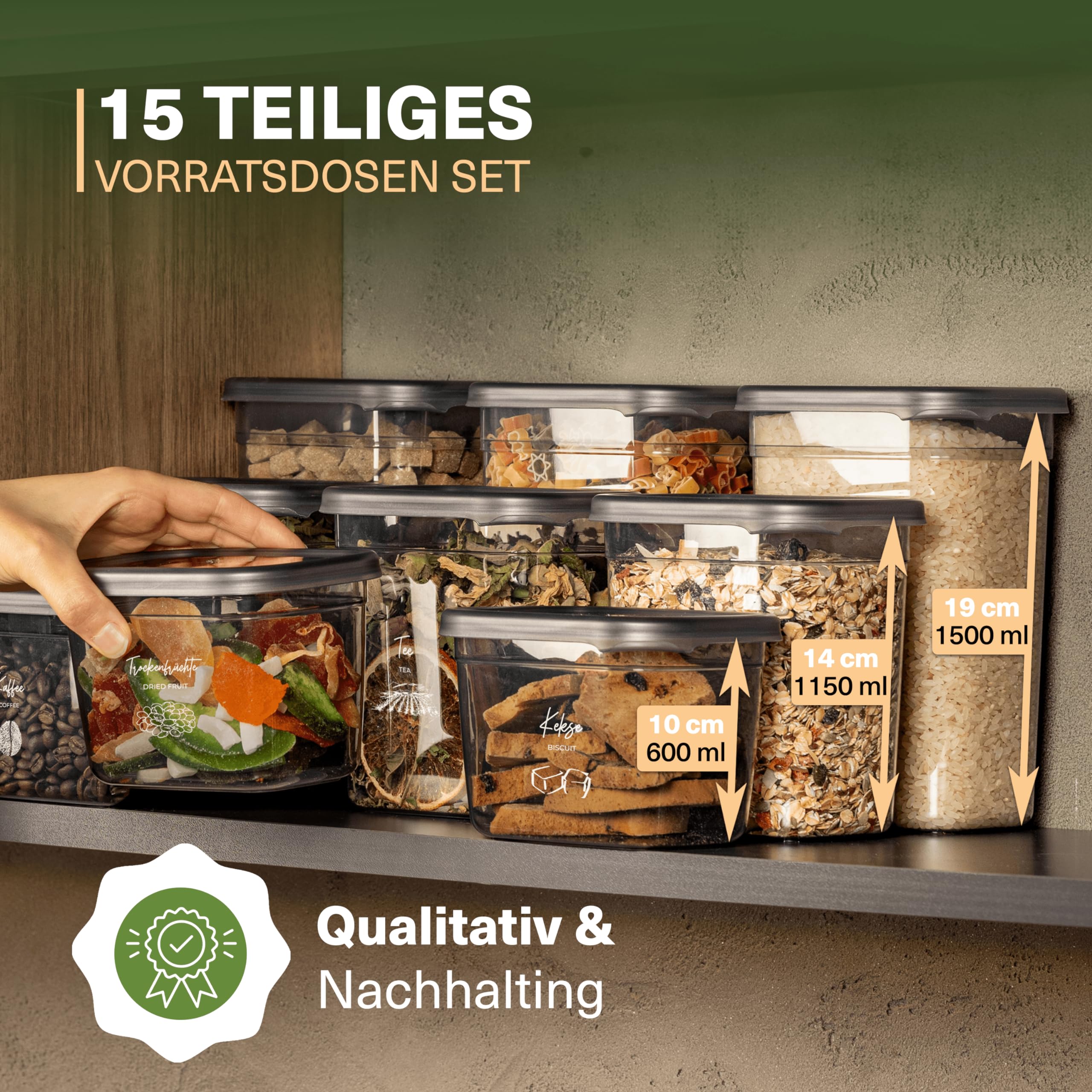 Viwares Praktisches Vorratsdosen-Set Mix 15er PEGGY