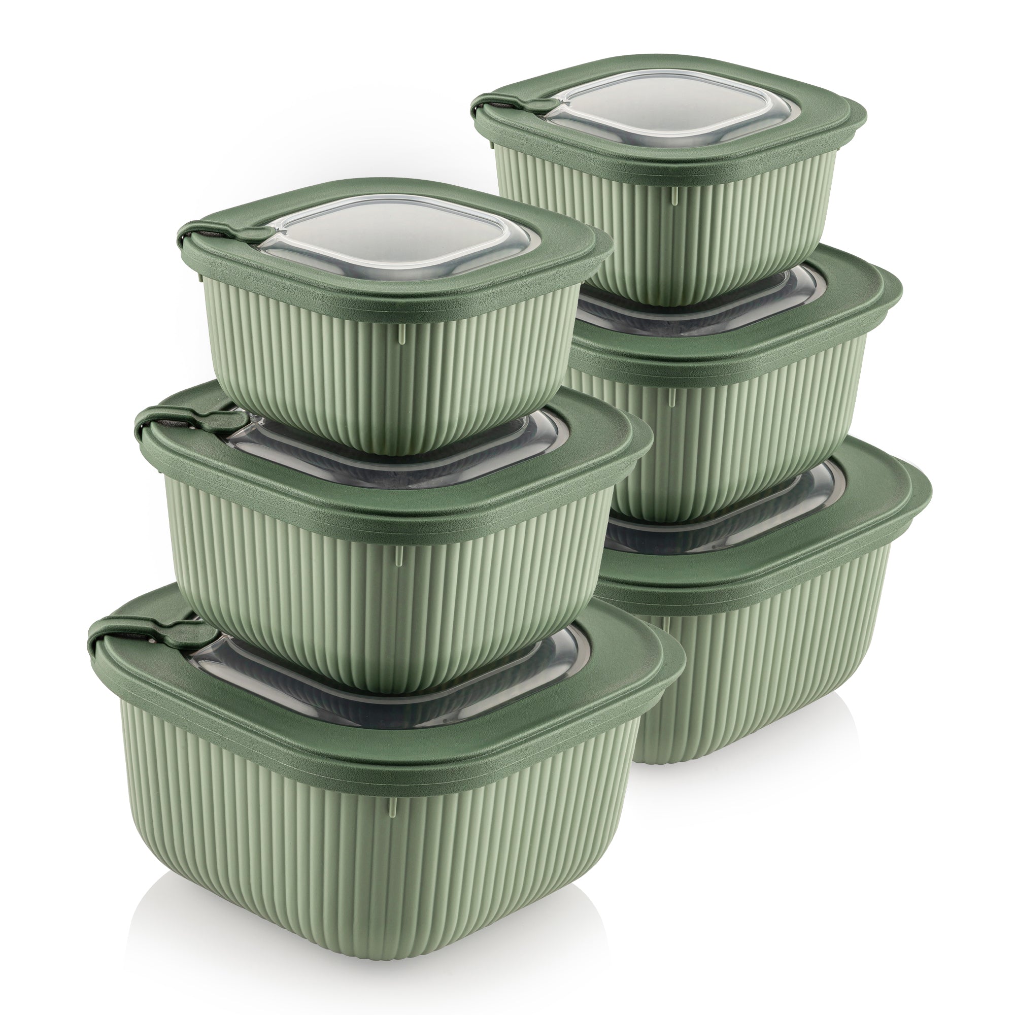 Viwares Frischhaltedosen im 6er Set mit transparentem Ventildeckel LINE - Grün