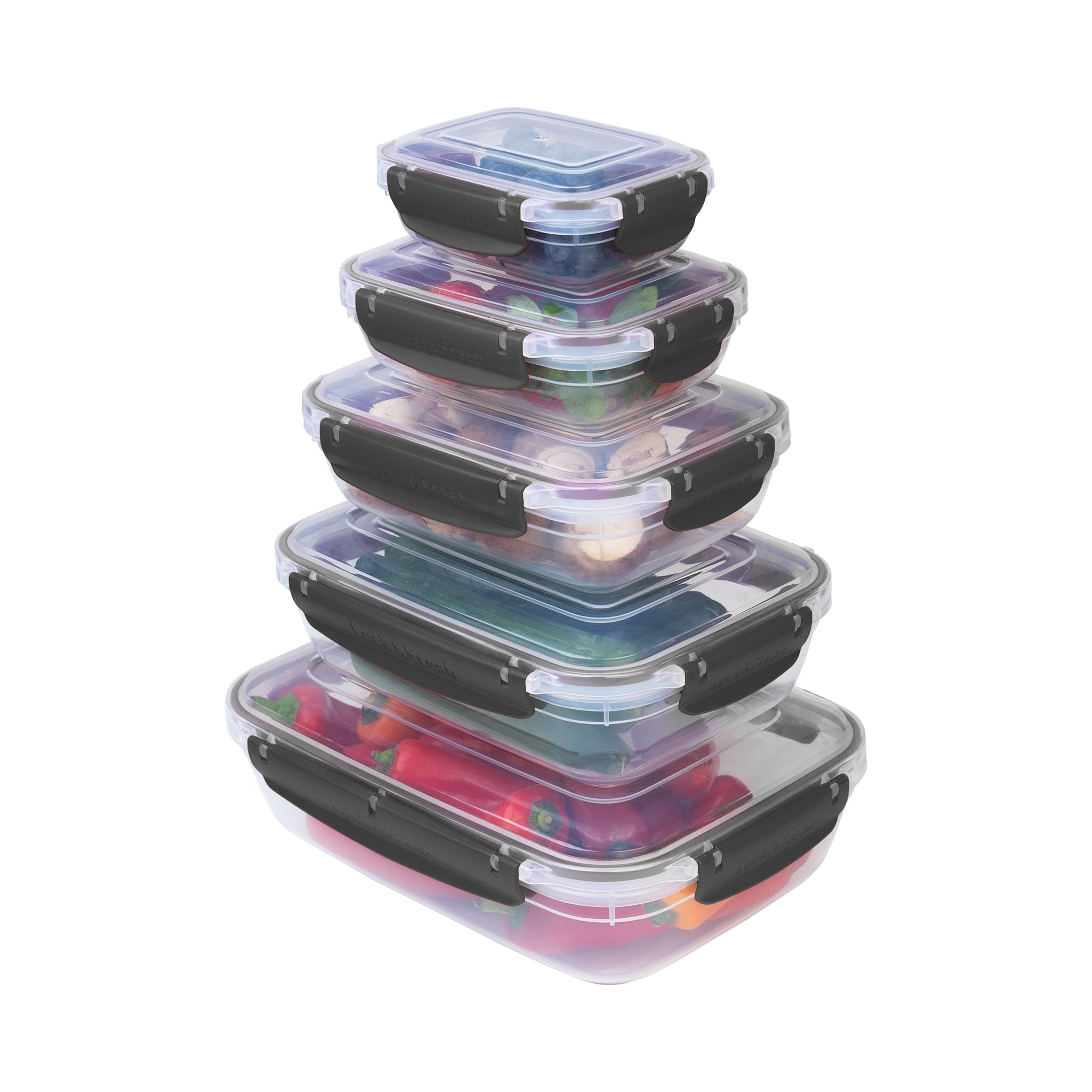 Viwares Frischhaltedosen-Set 5-teilig mit Lock&fresh Technologie Anthrazit