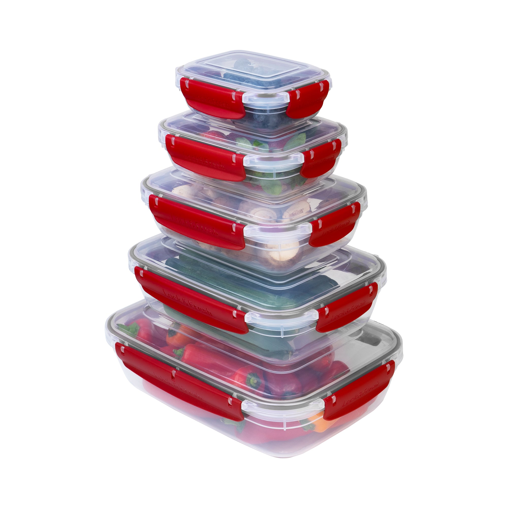 Viwares Frischhaltedosen-Set 5-teilig mit Lock&fresh Technologie Rot