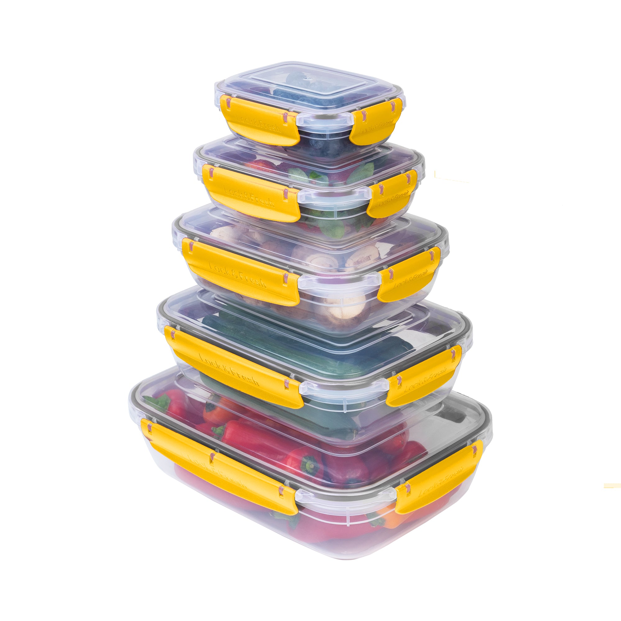 Viwares Frischhaltedosen-Set 5-teilig mit Lock&fresh Technologie für Frische und Hygiene Gelb