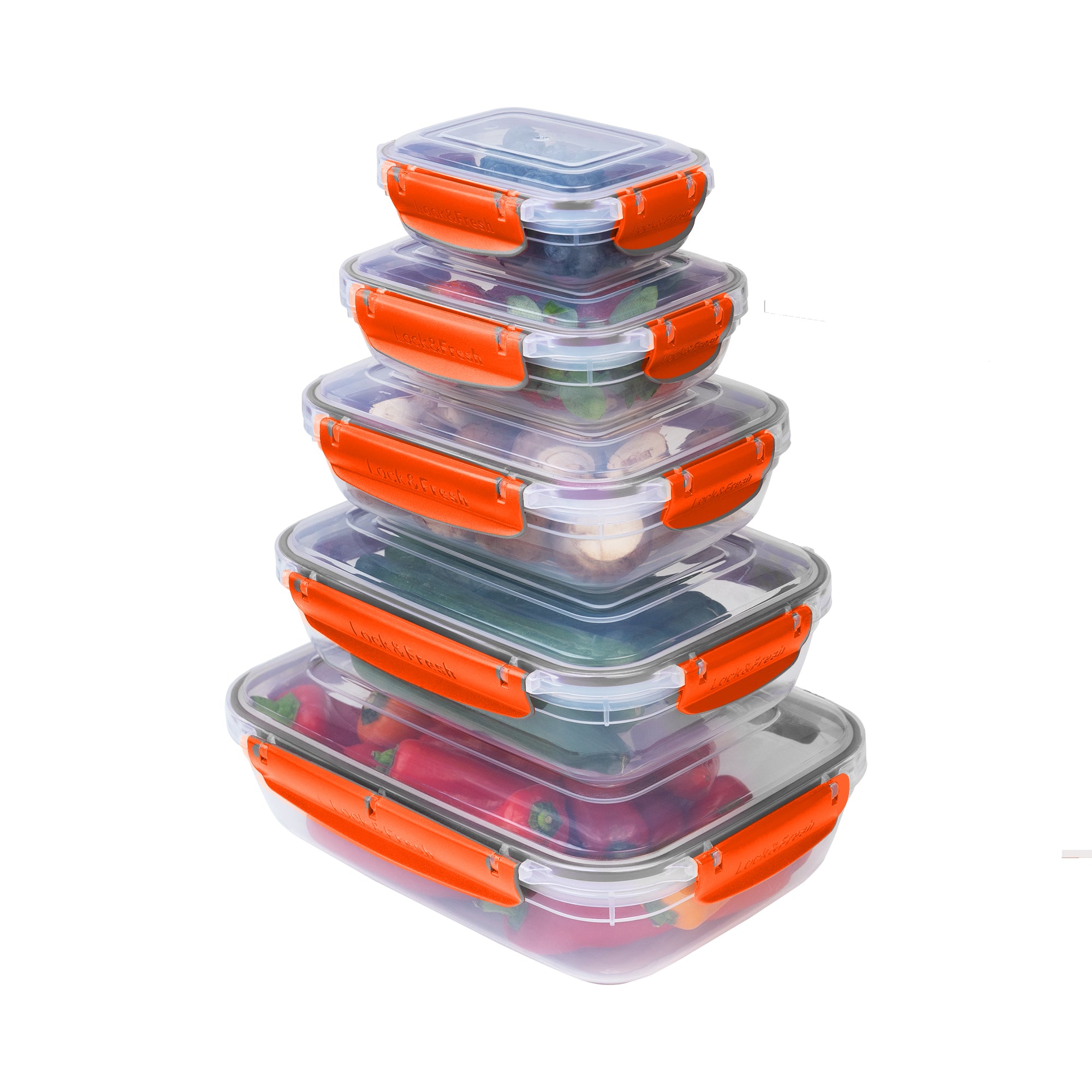 Viwares Frischhaltedosen-Set 5-teilig mit Lock&fresh Technologie für Frische und Hygiene Orange