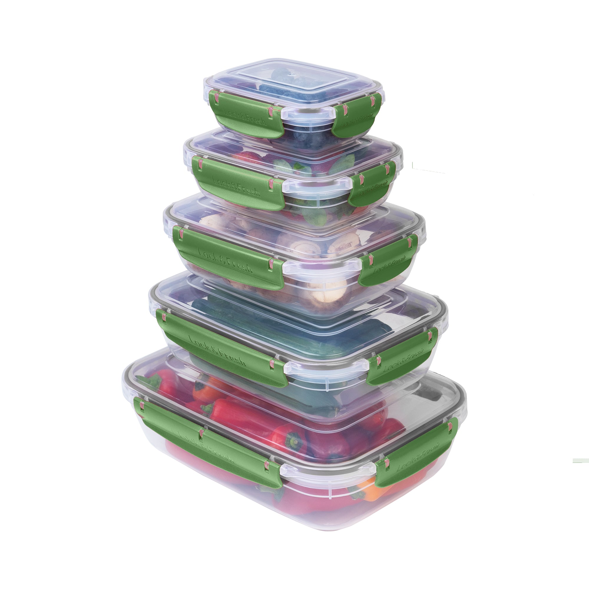 Viwares Frischhaltedosen-Set 5-teilig mit Lock&fresh Technologie für Frische und Hygiene Grün