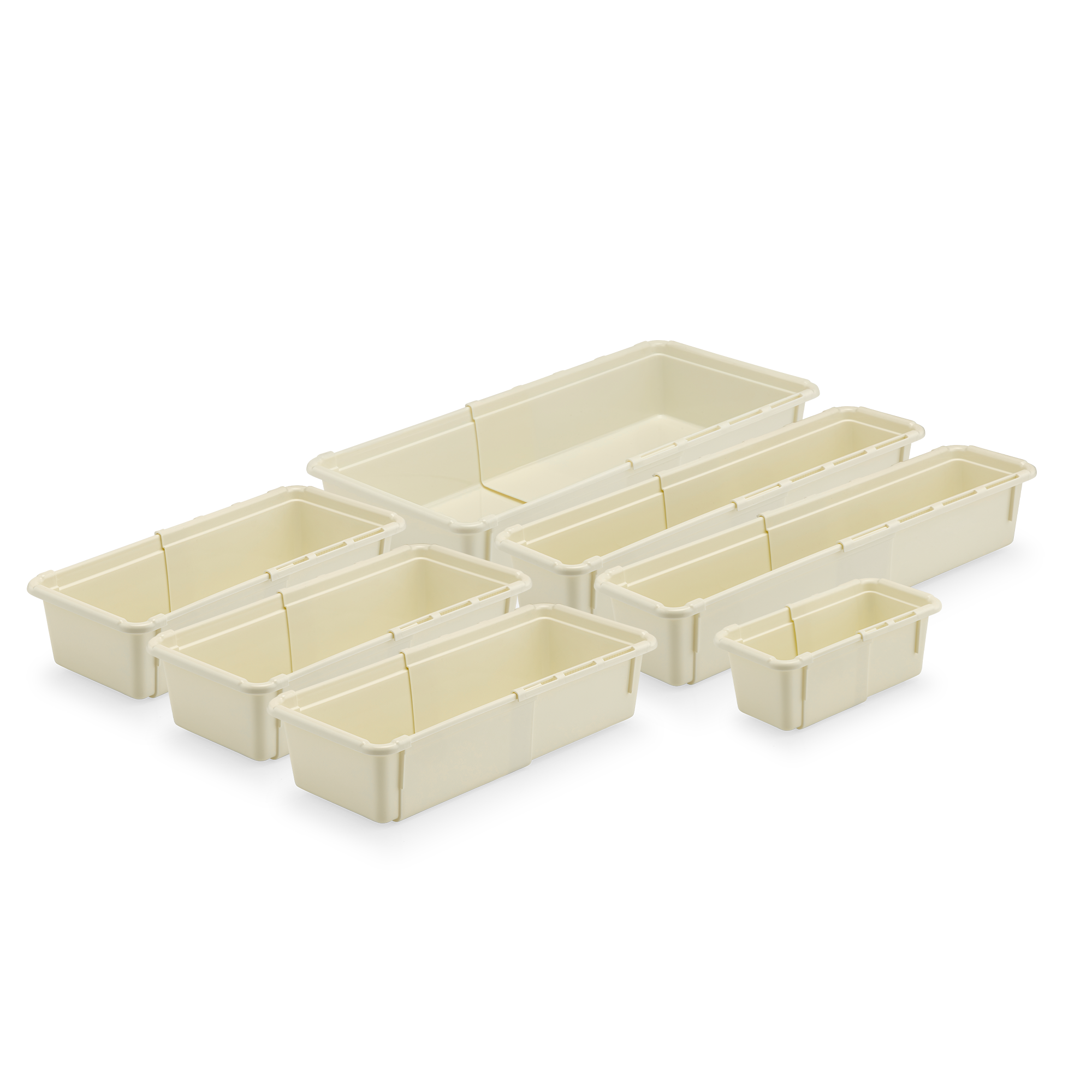 Minimax Creme 7-teiliges Organizer Set – verstellbare Schubladenboxen