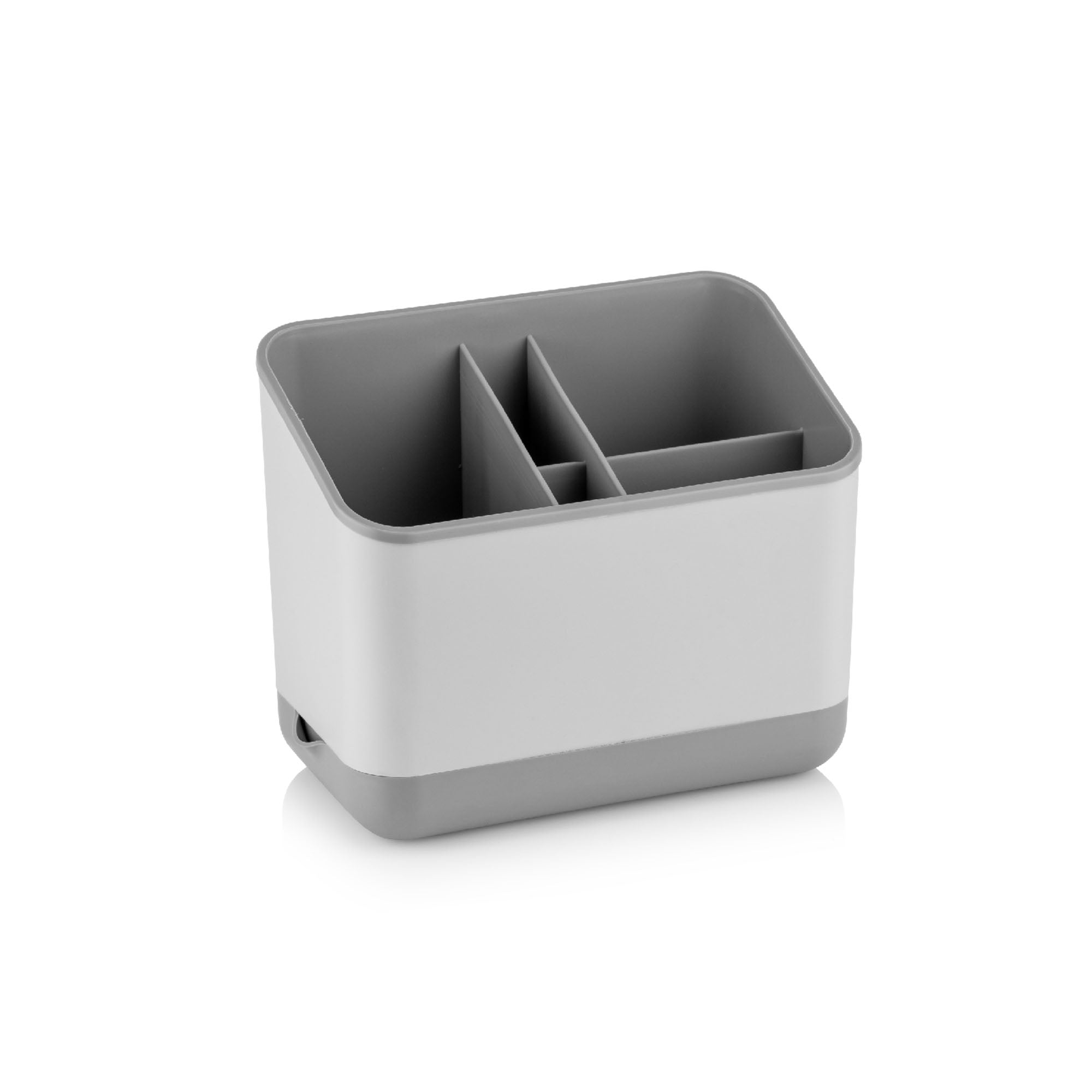 Viwares Besteckkorb, 5 Fächer mit Abtropfsieb (Grau)