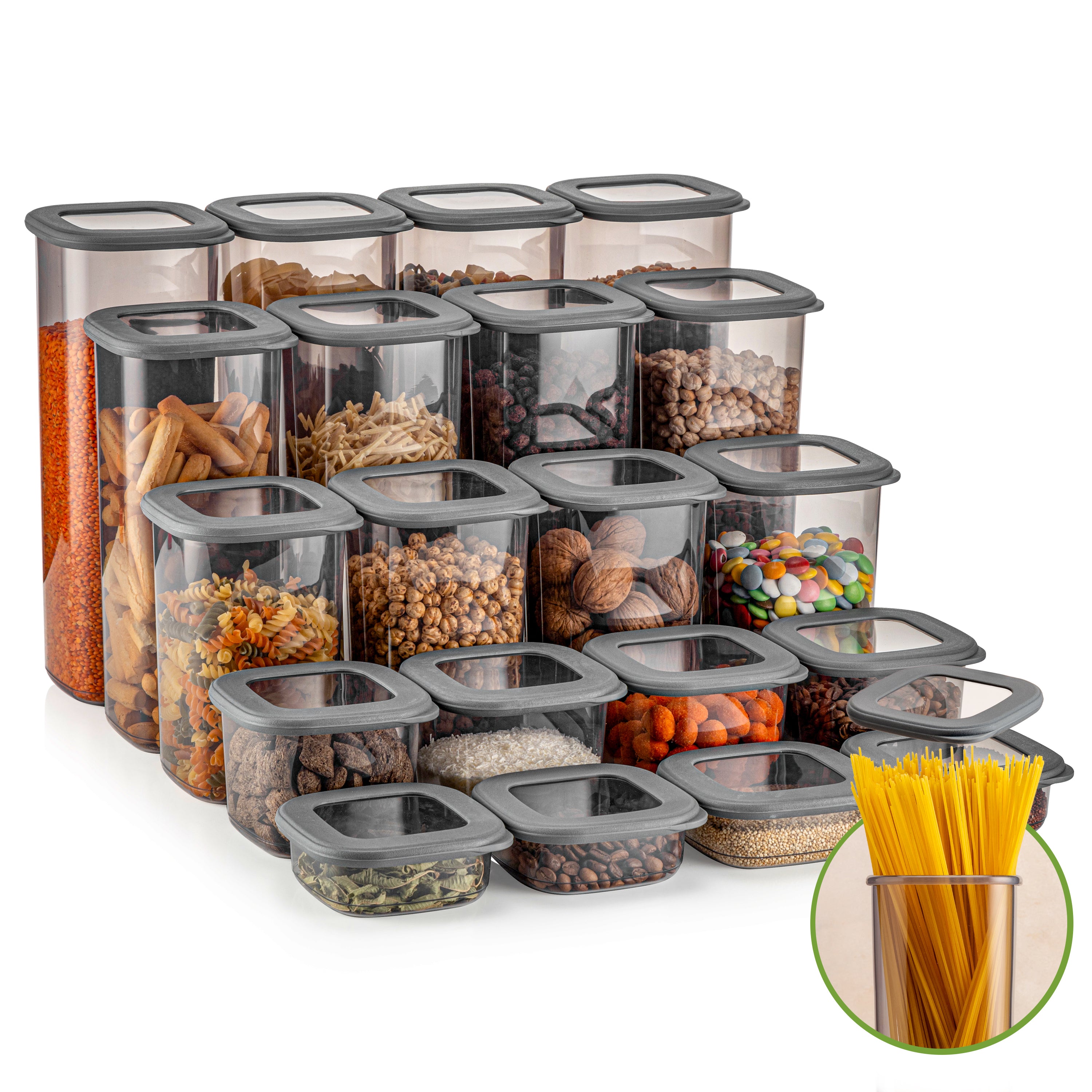 Viwares Praktisches Vorratsdosen-Set Mix 20er FOLY - Anthrazit