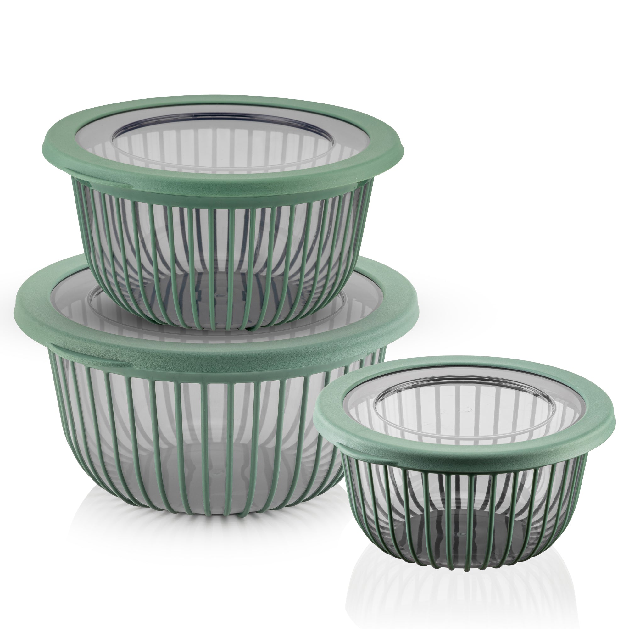Schüssel Set 3er mit Deckel 1-3 L Grün