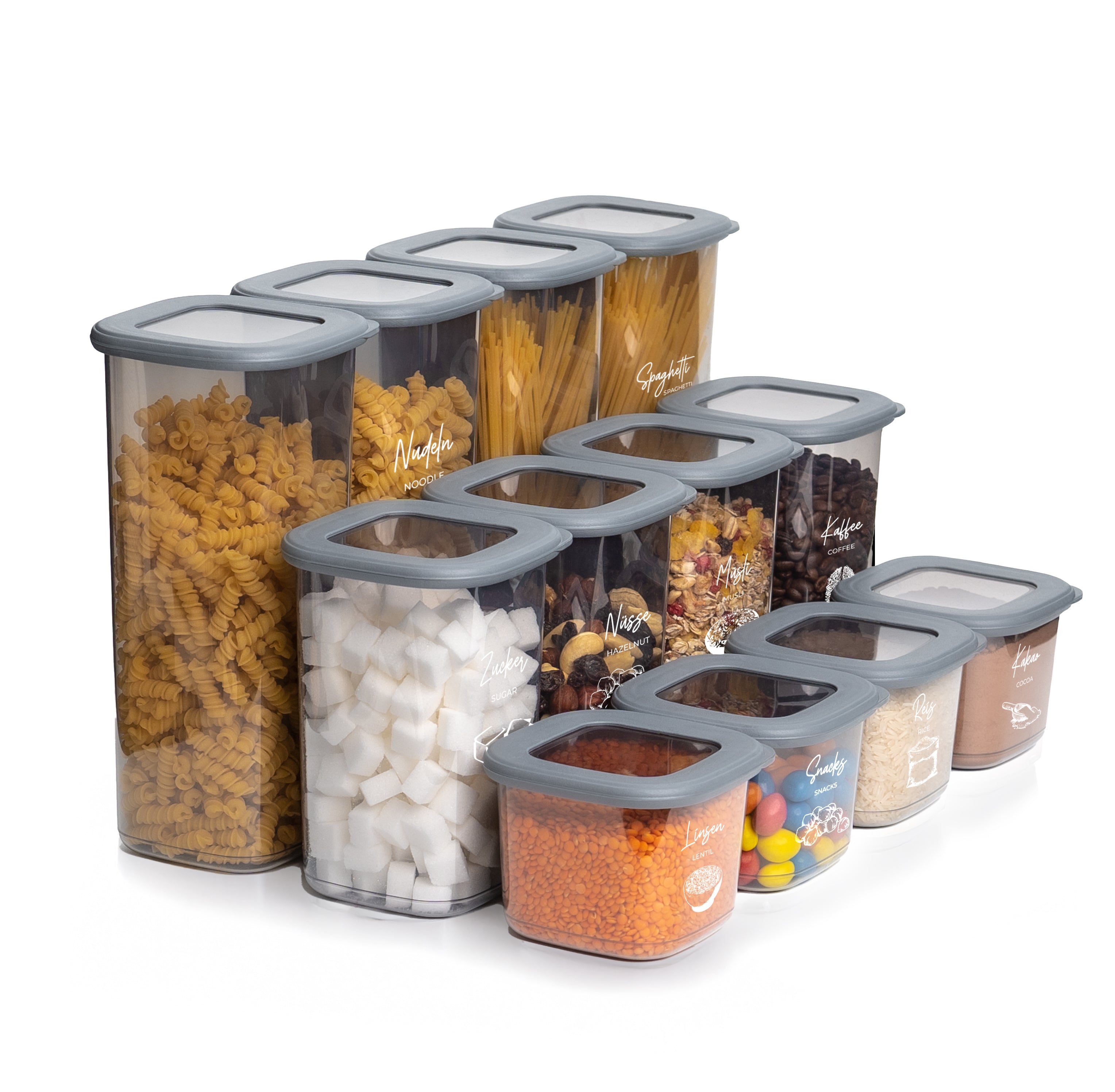 Viwares Praktisches Vorratsdosen-Set Mix 12er FOLY - Anthrazit