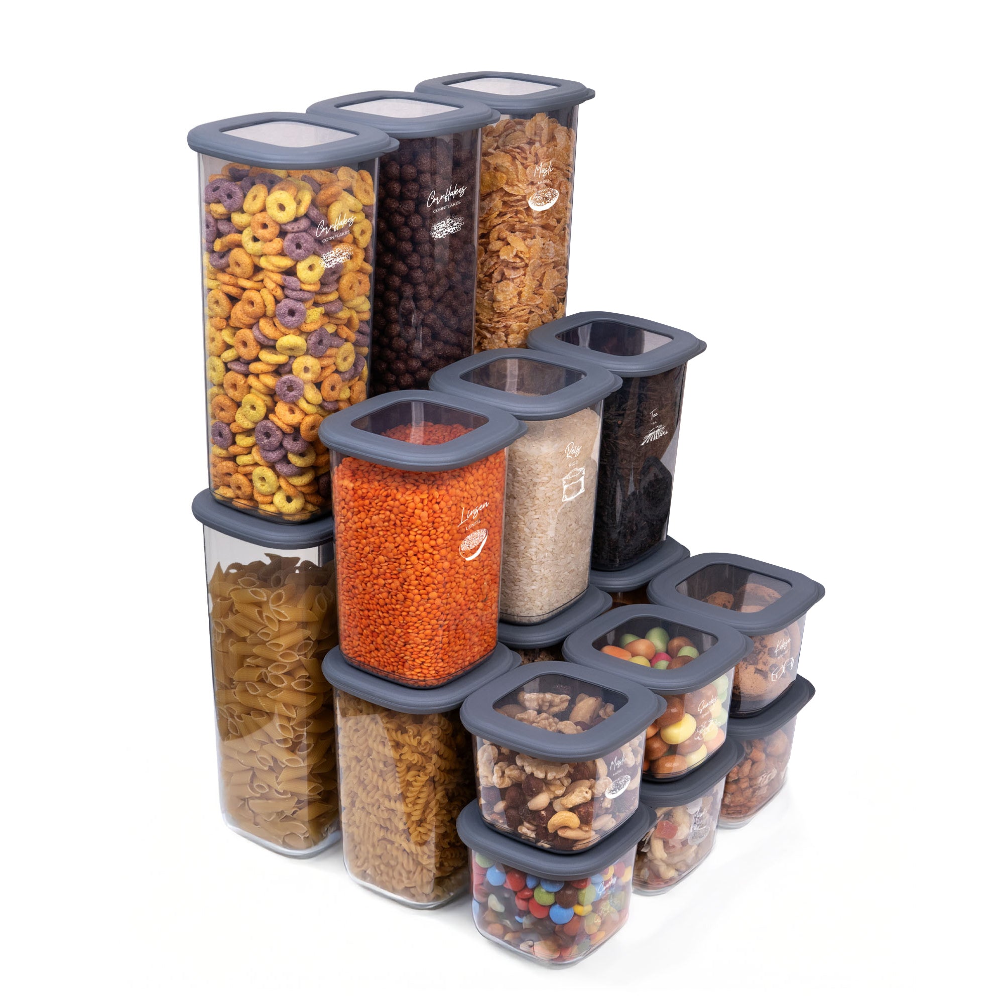 Viwares Praktisches Vorratsdosen-Set Mix 18er FOLY - Anthrazit
