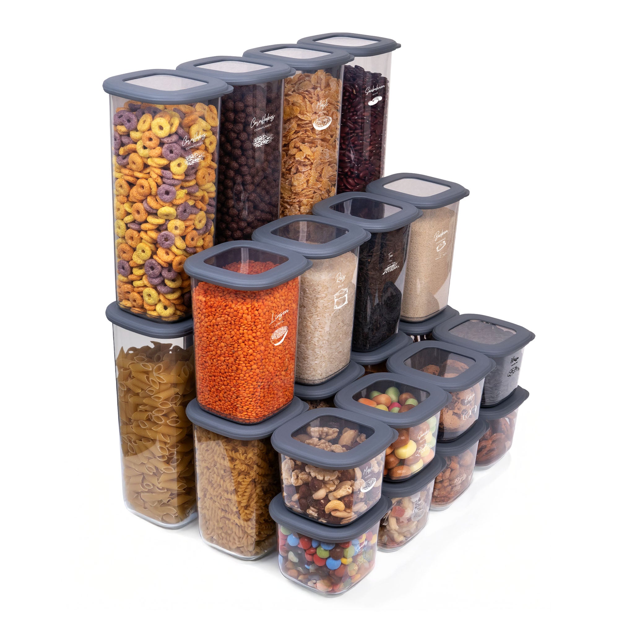 Viwares Praktisches Vorratsdosen-Set Mix 24er FOLY - Anthrazit