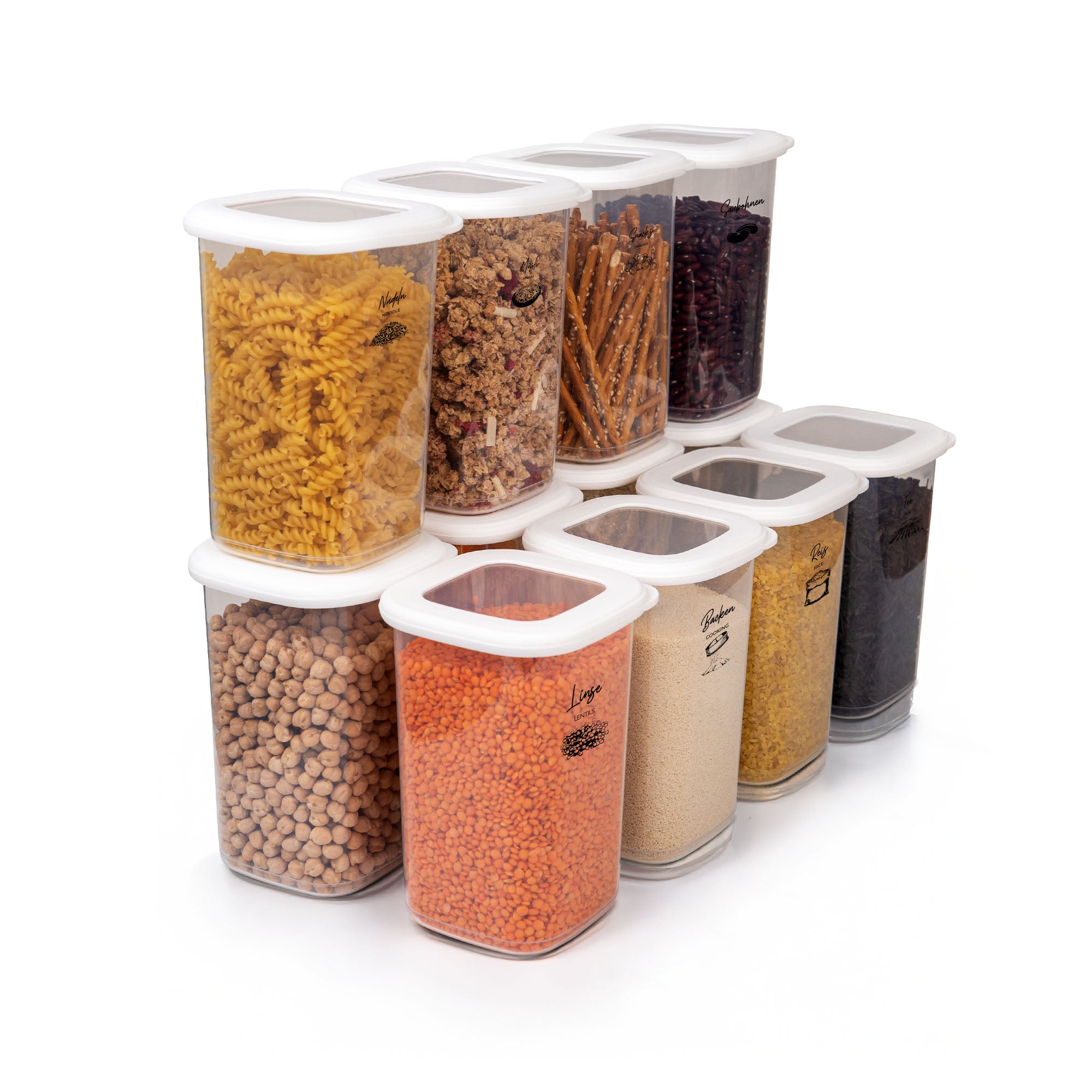 Viwares Praktisches Vorratsdosen-Set 12er 1,2L FOLY - Weiß