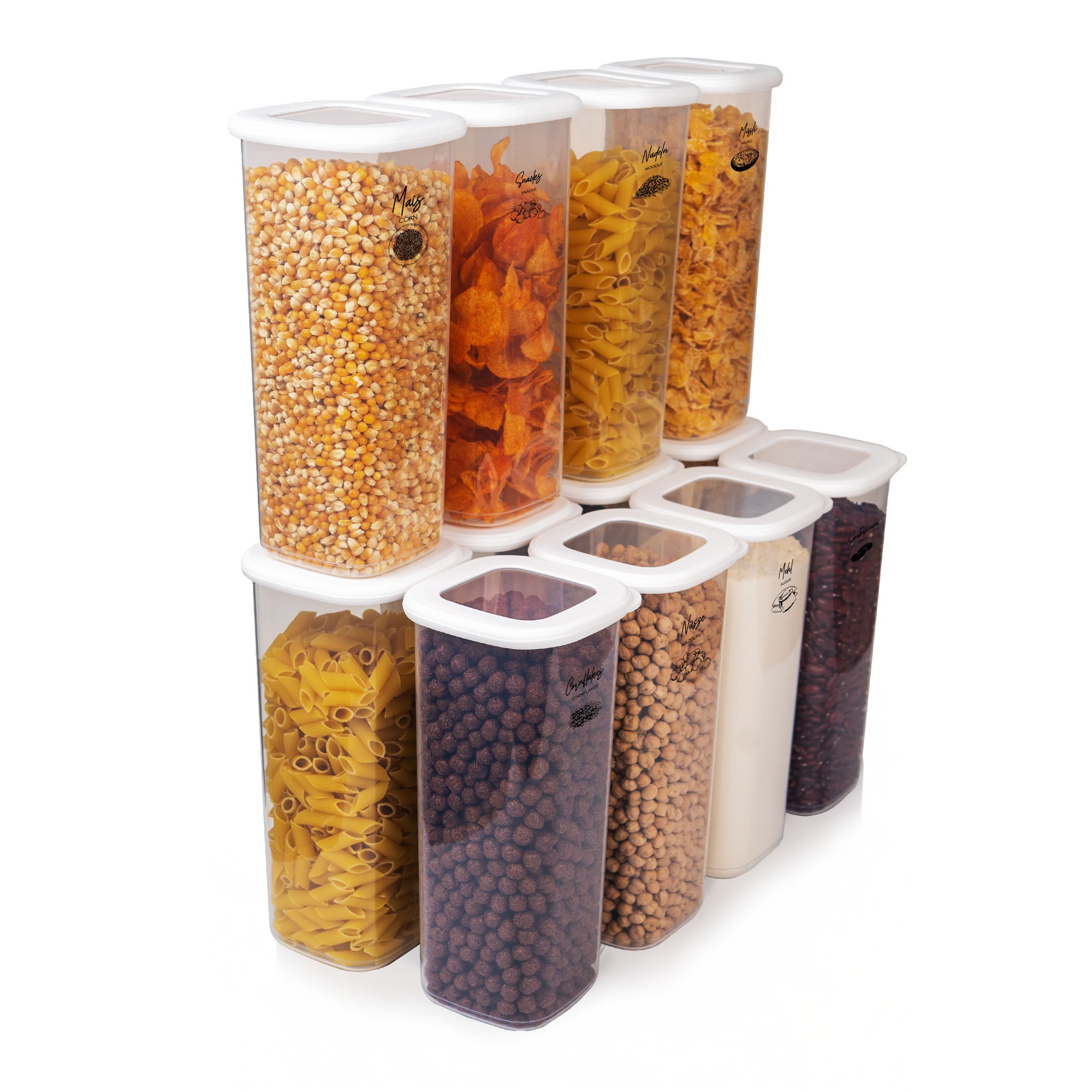 Viwares Praktisches Vorratsdosen-Set 12er 1,75L FOLY - Weiß