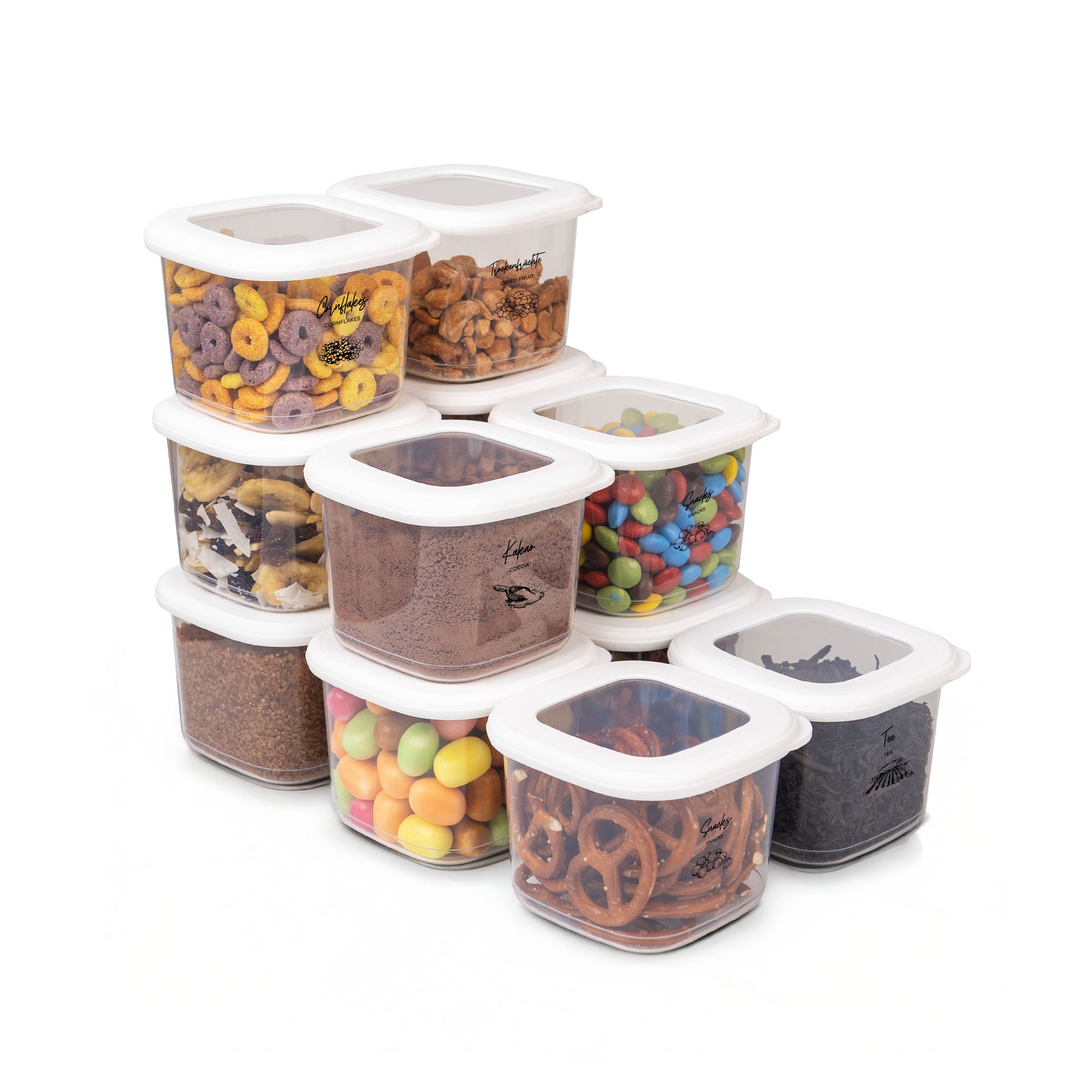 Viwares Praktisches Vorratsdosen-Set 12er 0,55L FOLY - Weiß