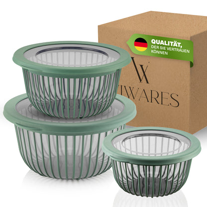 Viwares Schüssel-Set 3er mit Deckel – 1, 2, 3 L