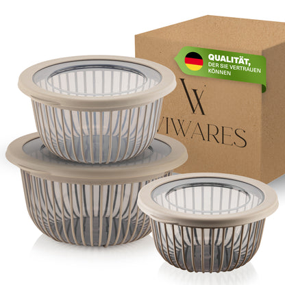 Viwares Schüssel-Set 3er mit Deckel – 1, 2, 3 L