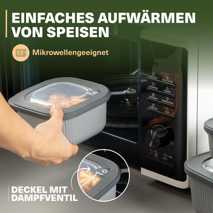 Viwares Frischhaltedosen im 6er Set mit Ventildeckel - Grau