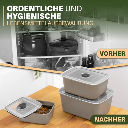 Viwares stapelbare Behälter für Lebensmittel mit Deckel im 3er Set- Beige