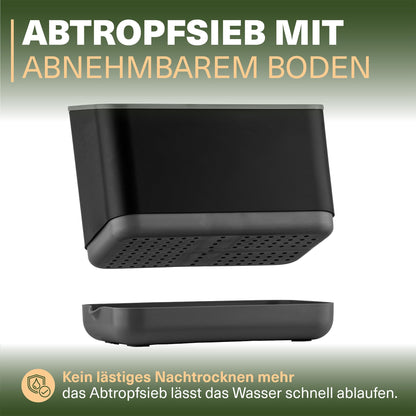 Viwares Besteckkorb mit Abtropfsieb - Anthrazit