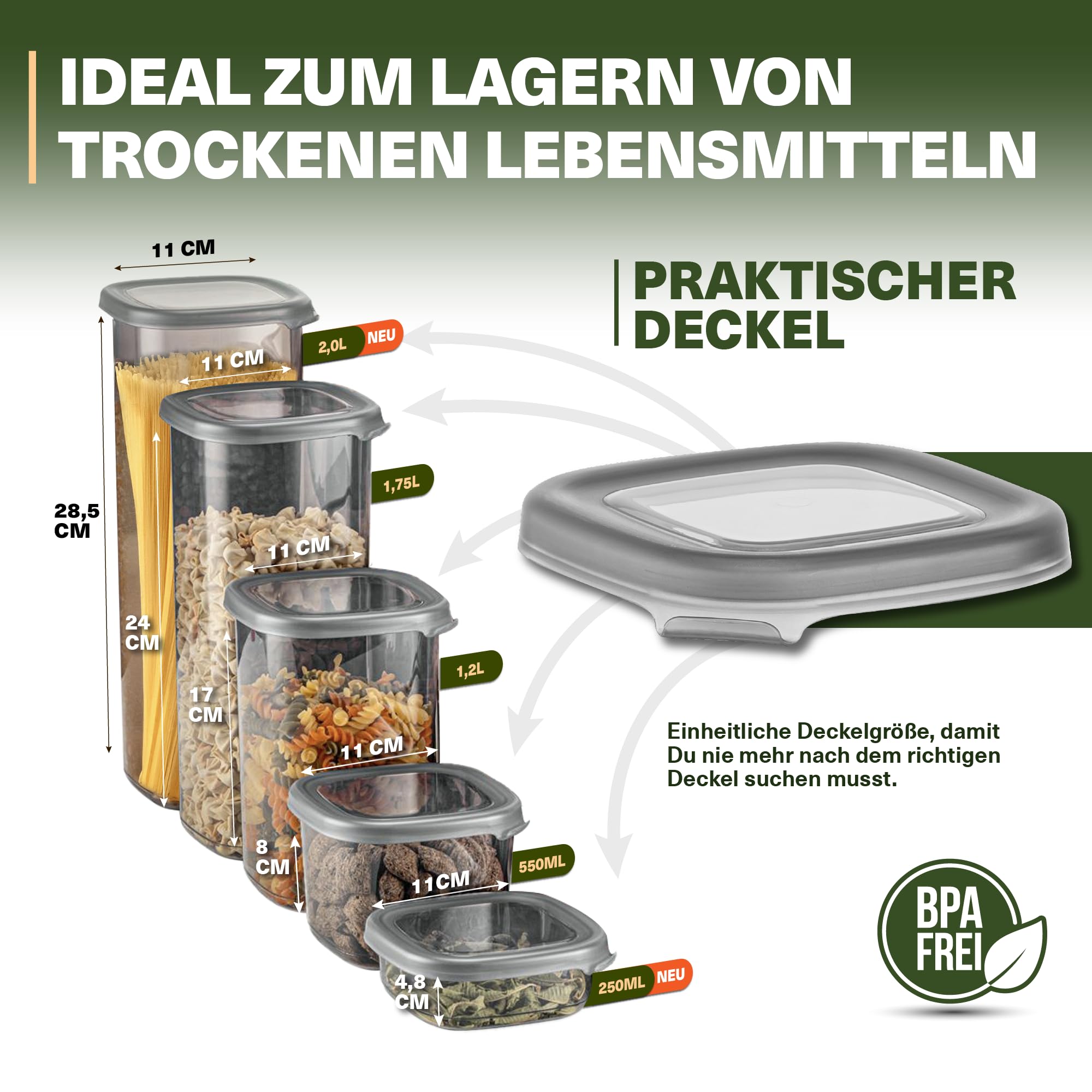 Viwares Vorratsdosen mit Deckel Luftdicht, 48er Vorratsbehälter Set BPA-Frei, Vorratsdose zur Müsli Mehl Aufbewahrung Küche, Praktische Organizer Küche, Frischhaltedosen für Lebensmittelaufbewahrung