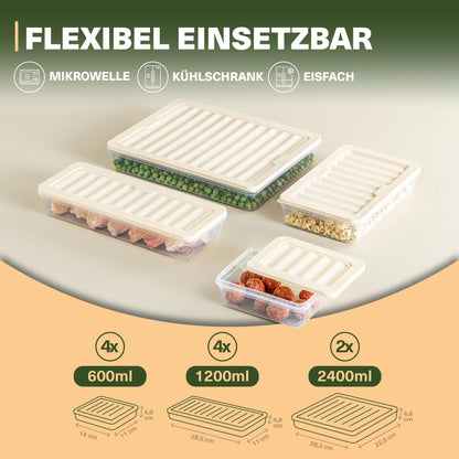 Viwares Stapelbare Frischhaltedosen 10er Set  - Perfekt für den Gefrierschrank - Beige