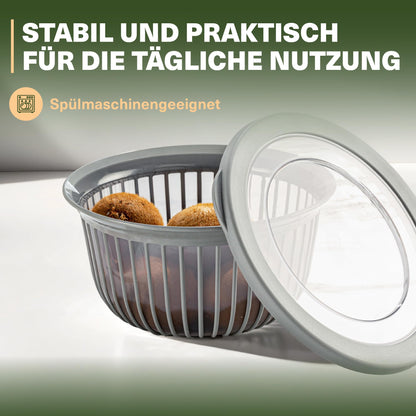 Viwares Schüssel-Set 3er mit Deckel – 1, 2, 3 L Grau