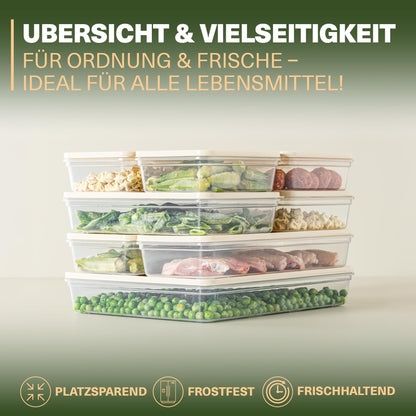 Viwares Stapelbare Frischhaltedosen 10er Set  - Perfekt für den Gefrierschrank - Beige