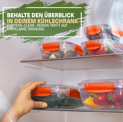 Viwares Frischhaltedosen 5er-Set Lock&fresh in Orange – verschiedene Größen