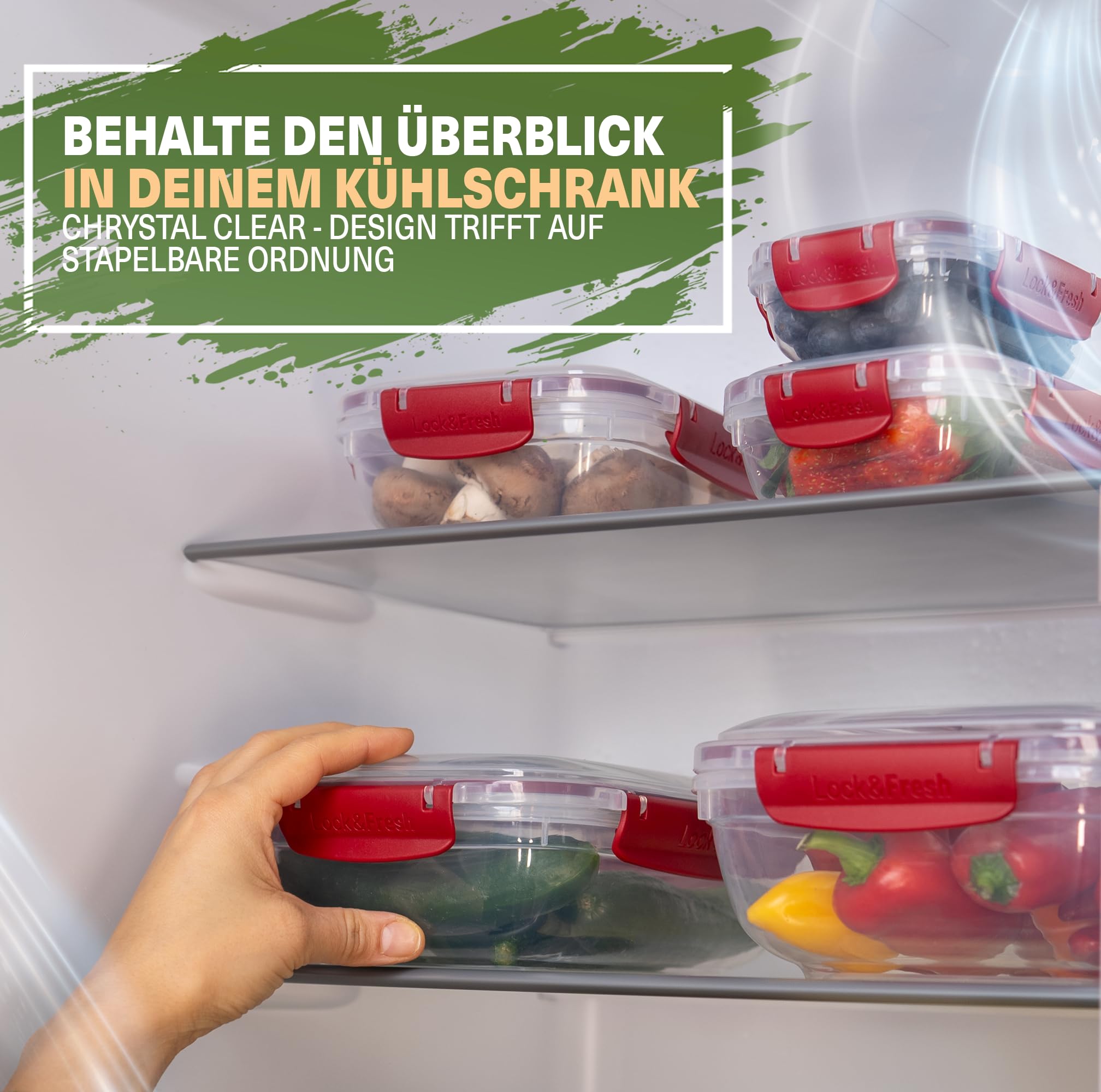 Viwares Frischhaltedosen 5er-Set Lock&fresh in Rot – verschiedene Größen