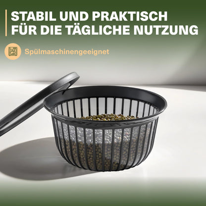 Viwares Schüssel-Set 3er mit Deckel – 1, 2, 3 L Anthrazit