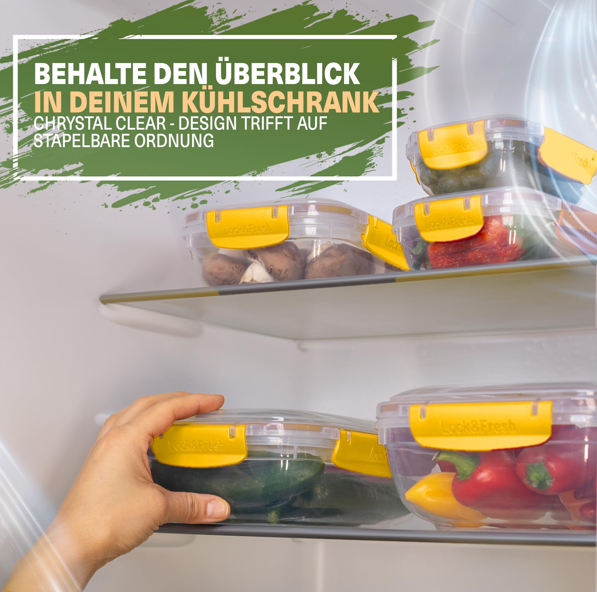 Viwares Frischhaltedosen 5er-Set Lock&fresh in Gelb – verschiedene Größen