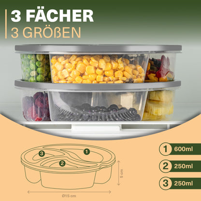 Viwares Frischhaltedosen-Set 6er mit Fächern – Meal Prep und Lunchboxen Rund