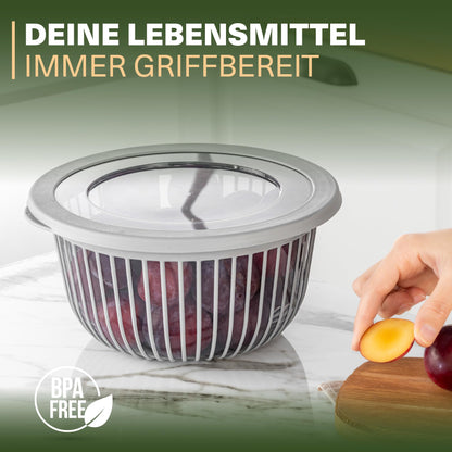 Viwares Schüssel-Set 3er mit Deckel – 1, 2, 3 L Grau