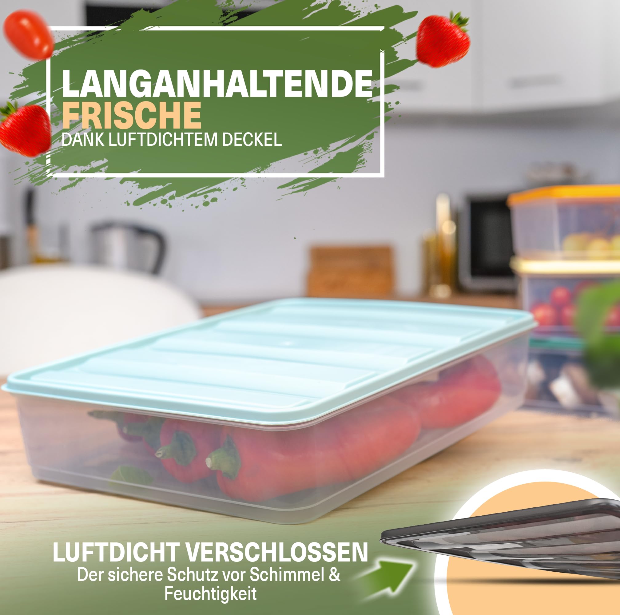 Viwares Kühlschrank-Frischhaltedosen 4er Set Bunt mit Deckel 3.5L