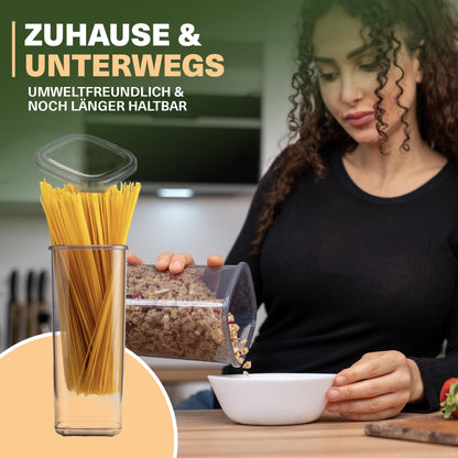 Viwares Vorratsdosen 6er-Set, 0,2L, Ideal für Spaghetti und luftdicht, Anthrazit - Serie PEGGY