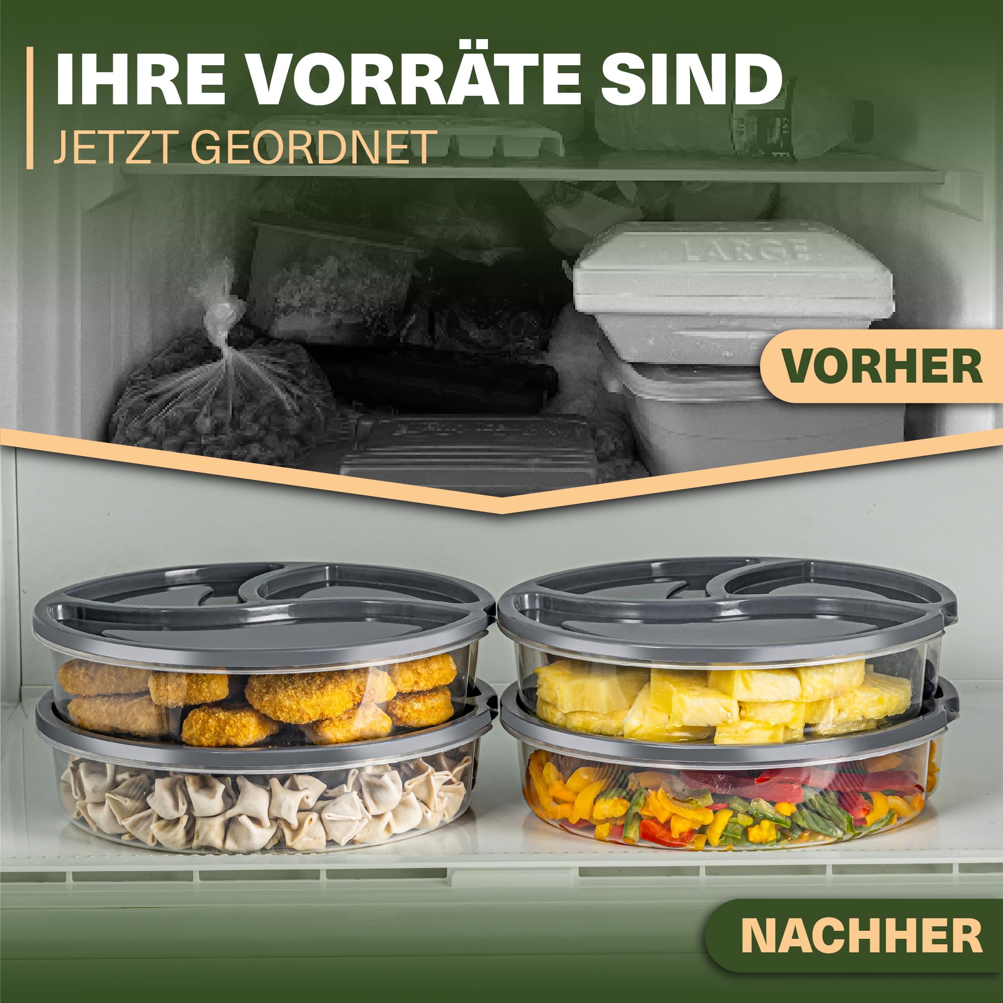 Viwares Frischhaltedosen-Set 6er mit Fächern – Meal Prep und Lunchboxen Rund